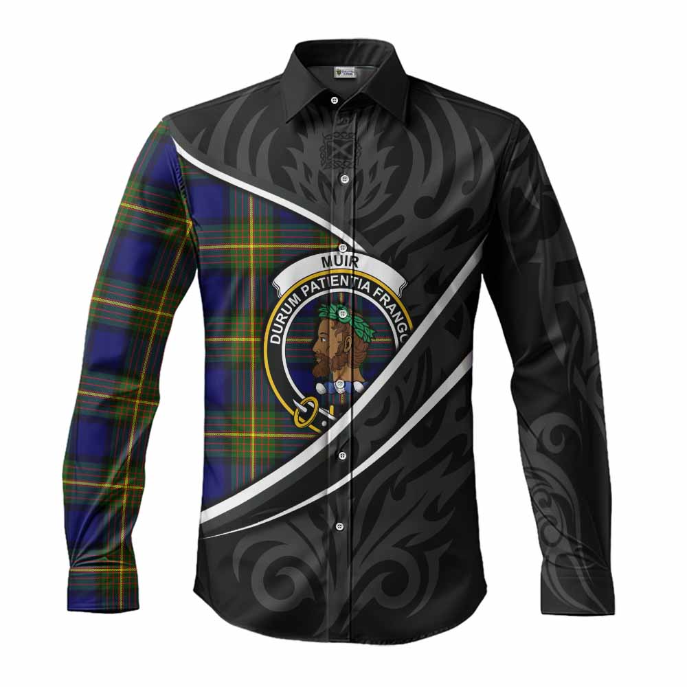 Muir Tartan Family Crest Long Sleeve Button Shirts Celtic Scottish Thistle Floral - Tartan Vibes Clothing