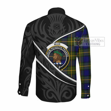 Muir Tartan Family Crest Long Sleeve Button Shirts Celtic Scottish Thistle Floral