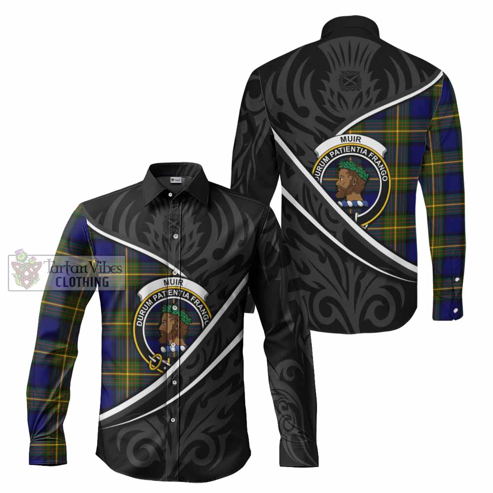 Muir Tartan Family Crest Long Sleeve Button Shirts Celtic Scottish Thistle Floral - Tartan Vibes Clothing