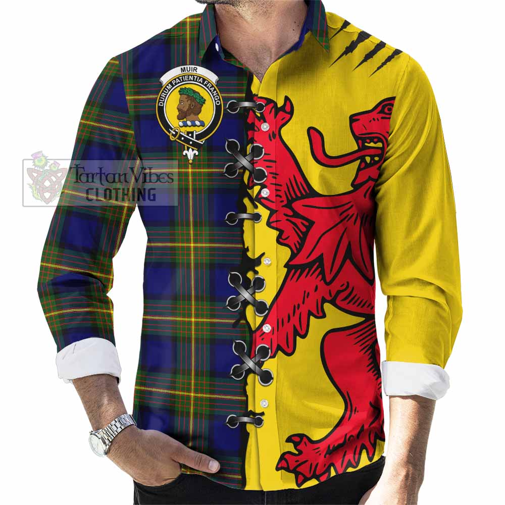 Muir Tartan Family Crest Long Sleeve Button Shirts Lion Rampant Honor - Tartan Vibes Clothing