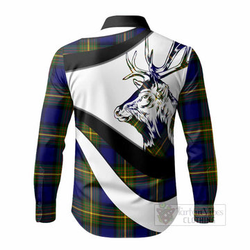 Muir Tartan Family Crest Long Sleeve Button Shirts Scottish Red Deer Curves Style