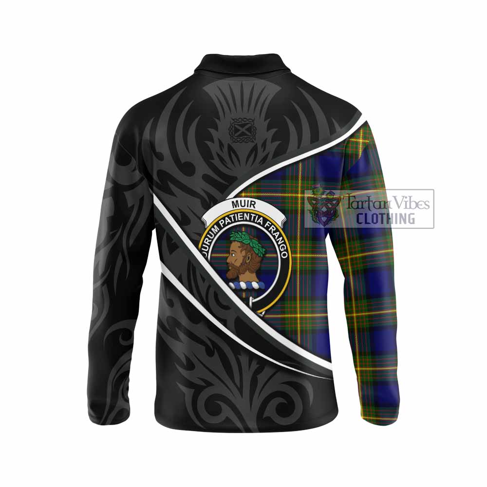 Muir Tartan Family Crest Long Sleeve Polo Shirt Celtic Scottish Thistle Floral - Tartan Vibes Clothing