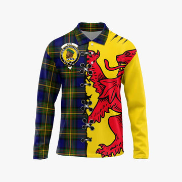 Muir Tartan Family Crest Long Sleeve Polo Shirt Lion Rampant Honor