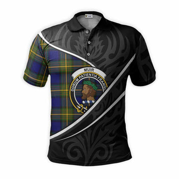 Muir Tartan Family Crest Polo Shirt Celtic Scottish Thistle Floral