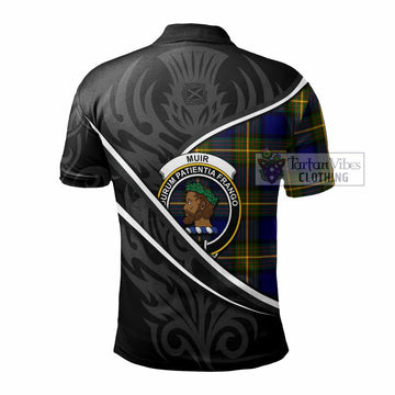 Muir Tartan Family Crest Polo Shirt Celtic Scottish Thistle Floral