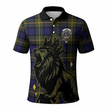 Muir Tartan Family Crest Polo Shirt Crowned Lion Roaring