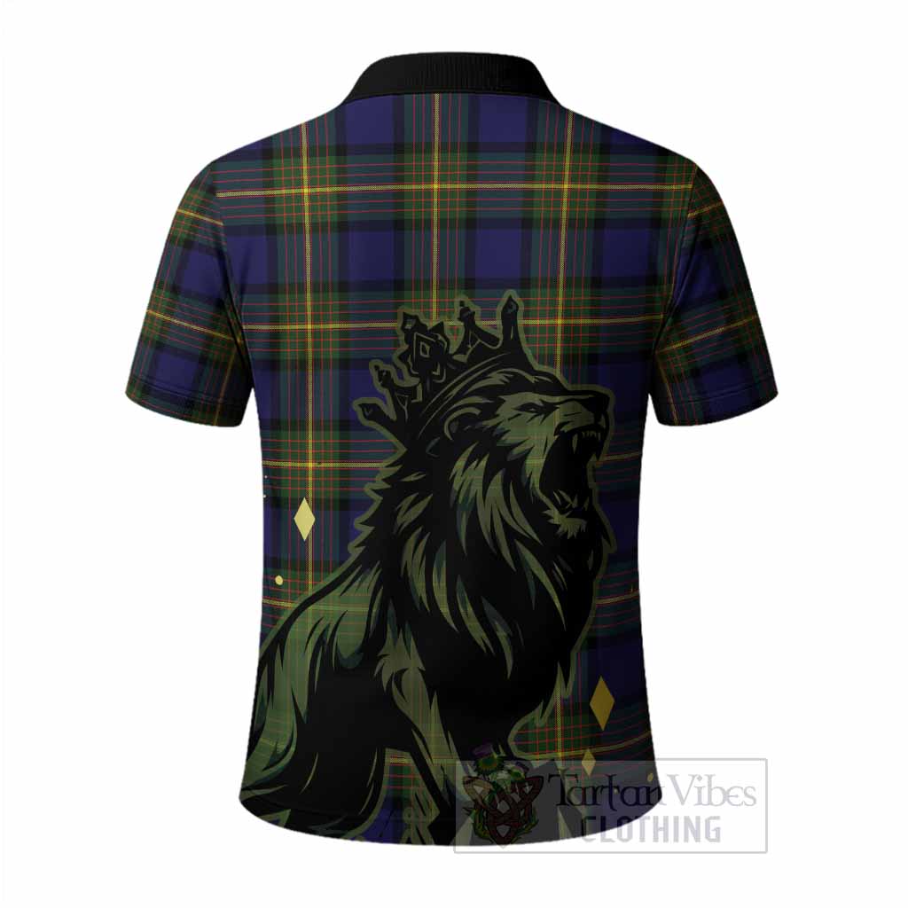 Muir Tartan Family Crest Polo Shirt Crowned Lion Roaring