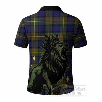 Muir Tartan Family Crest Polo Shirt Crowned Lion Roaring