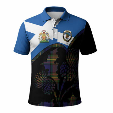Muir Tartan Family Crest Polo Shirt Scotland Thistle Floral Flag Style