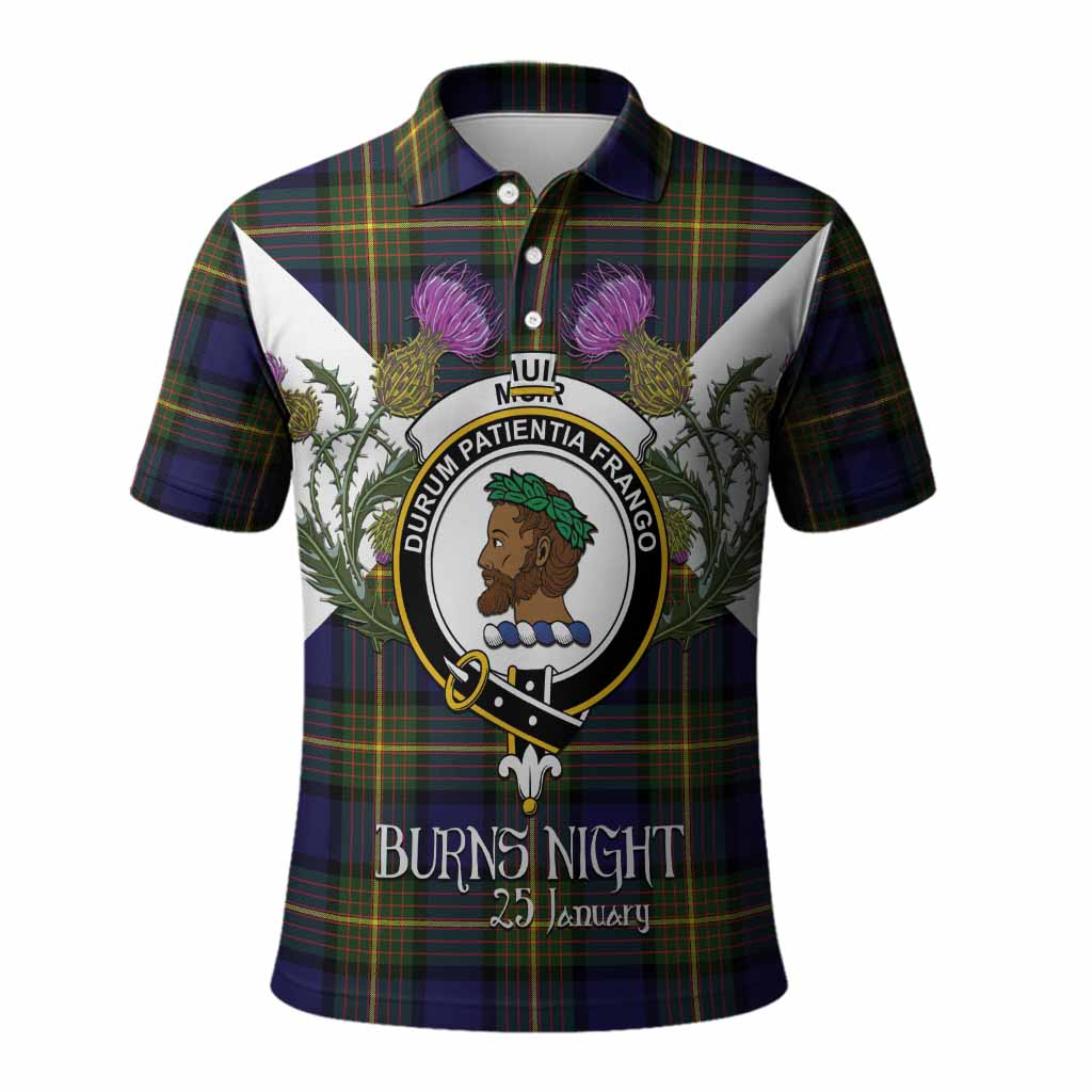 Muir Tartan Family Crest Polo Shirt Scottish Burns Night Thistle Floral
