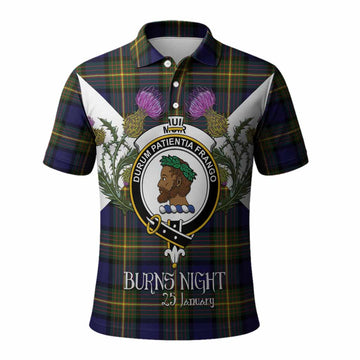 Muir Tartan Family Crest Polo Shirt Scottish Burns Night Thistle Floral