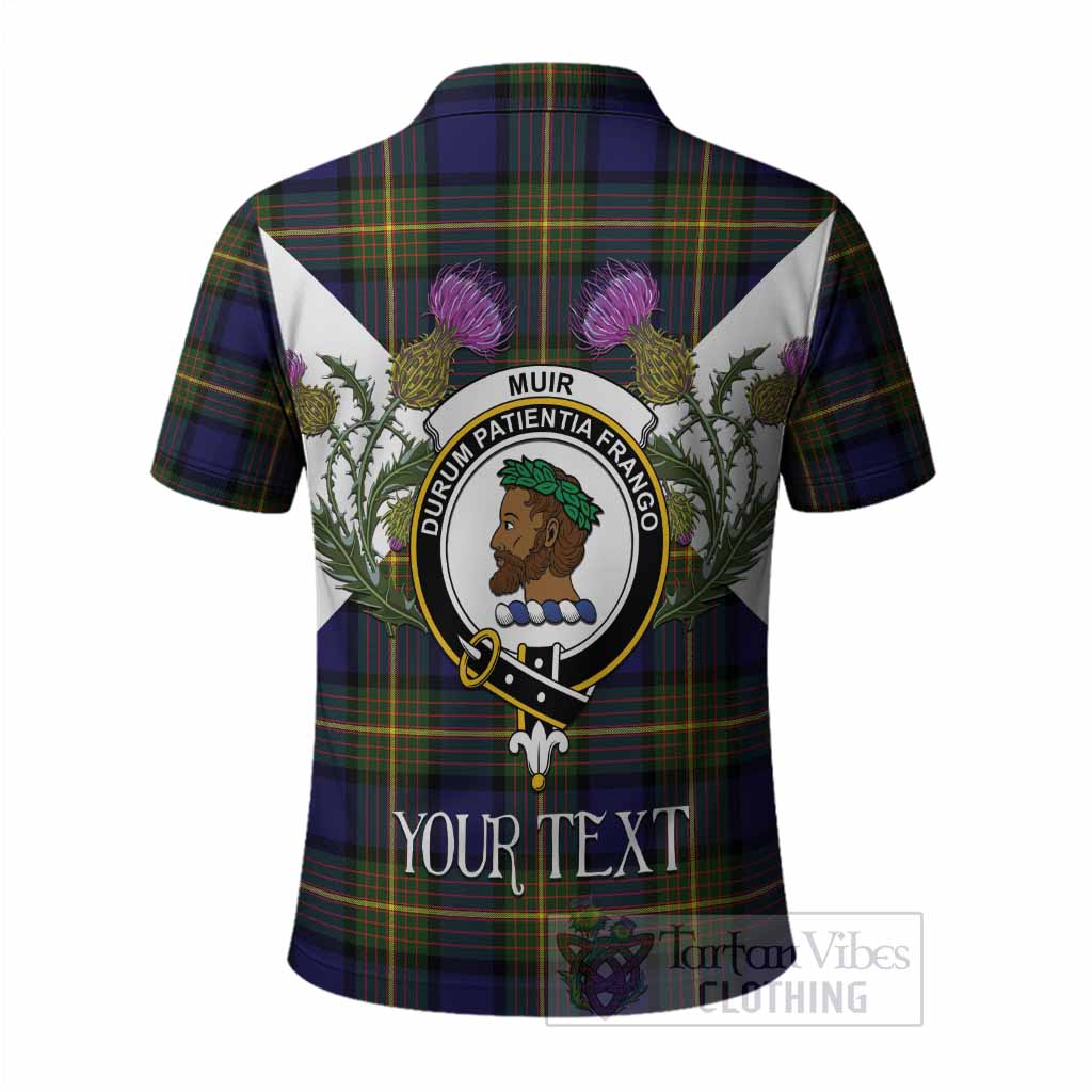 Muir Tartan Family Crest Polo Shirt Scottish Burns Night Thistle Floral