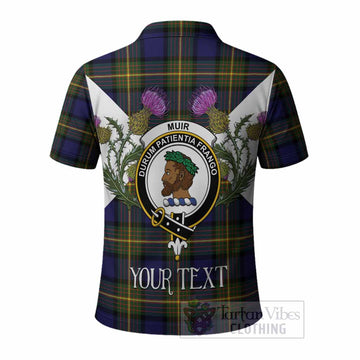 Muir Tartan Family Crest Polo Shirt Scottish Burns Night Thistle Floral