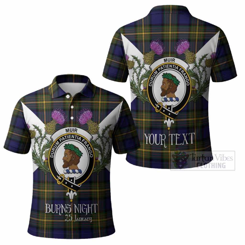 Muir Tartan Family Crest Polo Shirt Scottish Burns Night Thistle Floral