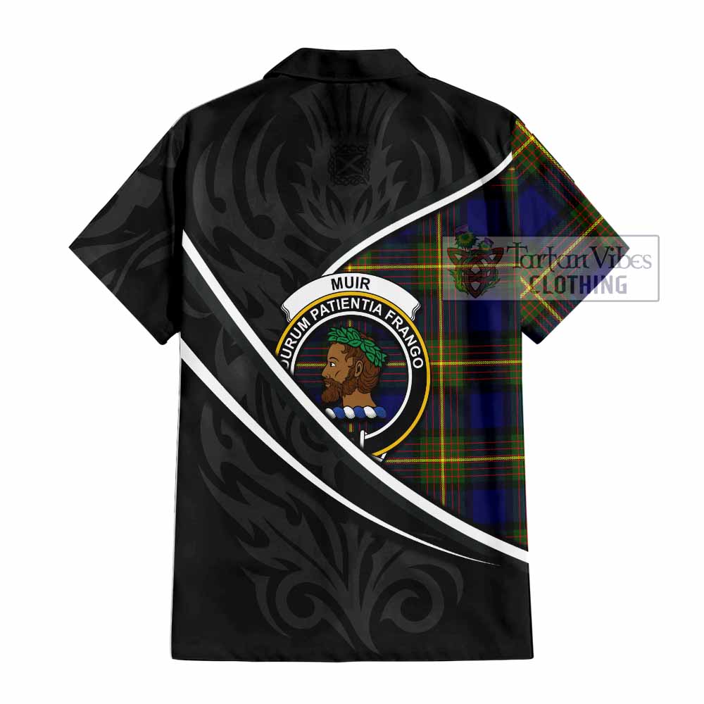Muir Tartan Family Crest Short Sleeve Button Shirt Celtic Scottish Thistle Floral - Tartan Vibes Clothing