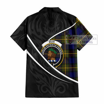 Muir Tartan Family Crest Short Sleeve Button Shirt Celtic Scottish Thistle Floral - Tartan Vibes Clothing