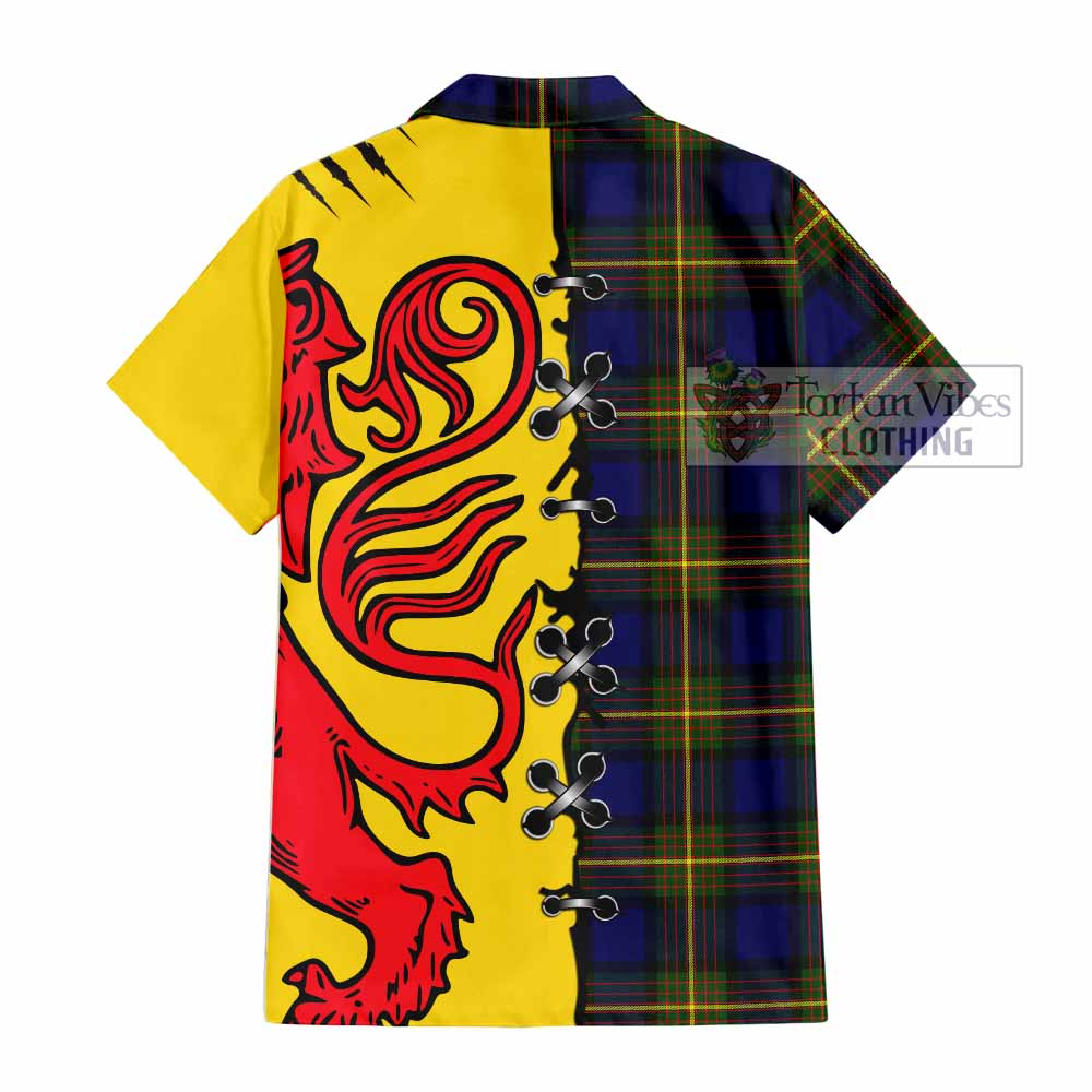 Muir Tartan Family Crest Short Sleeve Button Shirt Lion Rampant Honor - Tartan Vibes Clothing
