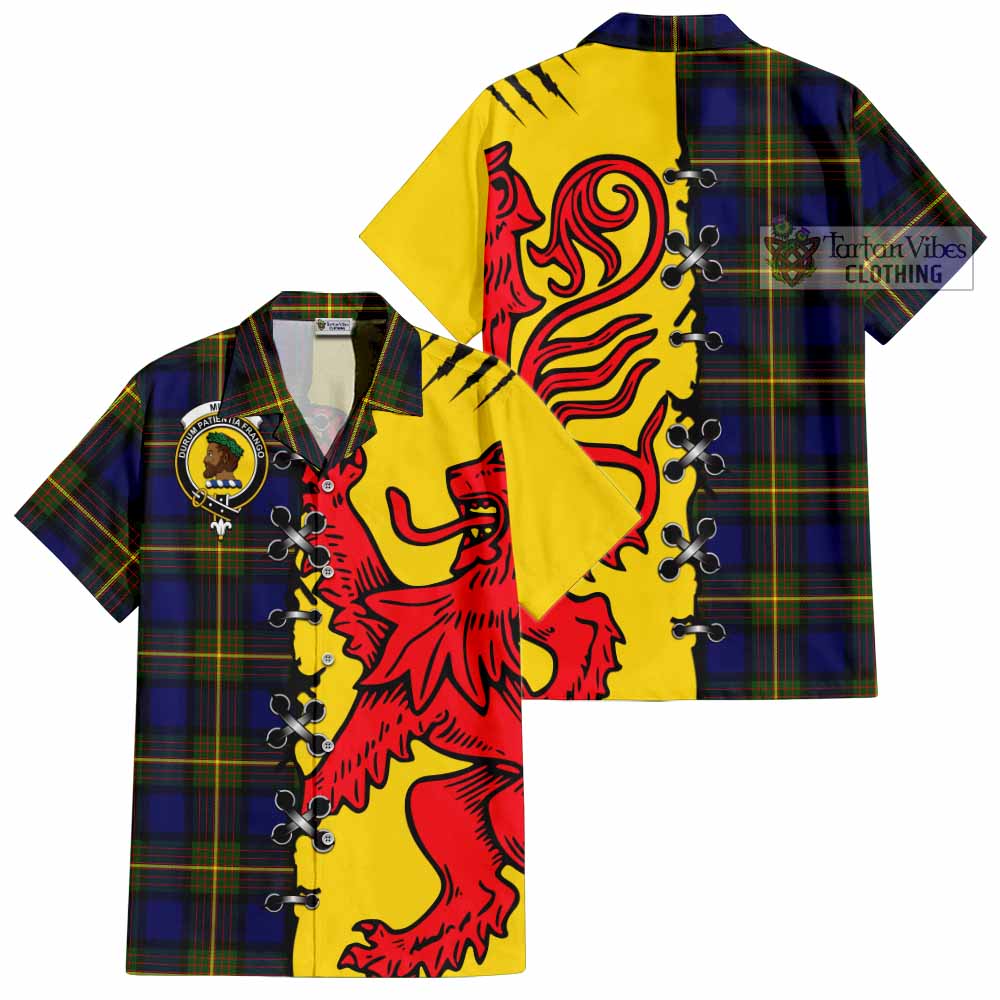 Muir Tartan Family Crest Short Sleeve Button Shirt Lion Rampant Honor - Tartan Vibes Clothing