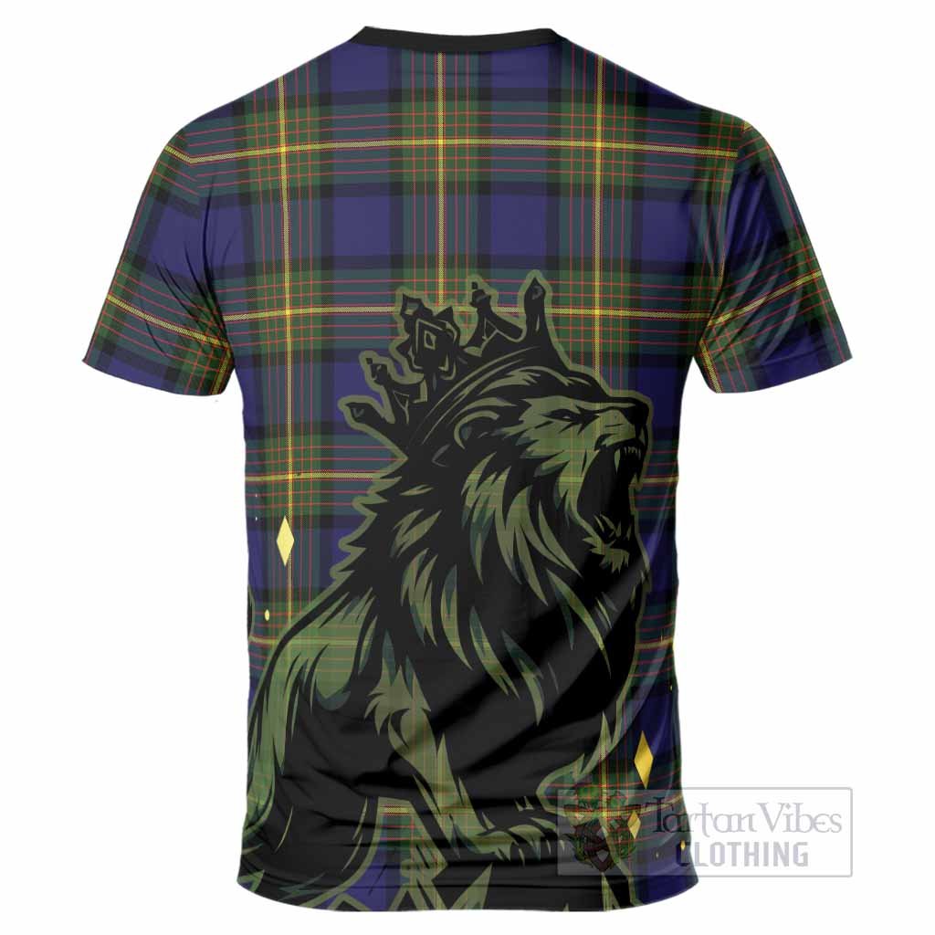 Muir Tartan Family Crest T-Shirt Crowned Lion Roaring