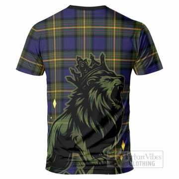 Muir Tartan Family Crest T-Shirt Crowned Lion Roaring