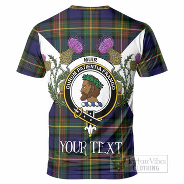 Muir Tartan Family Crest T-Shirt Scottish Burns Night Thistle Floral
