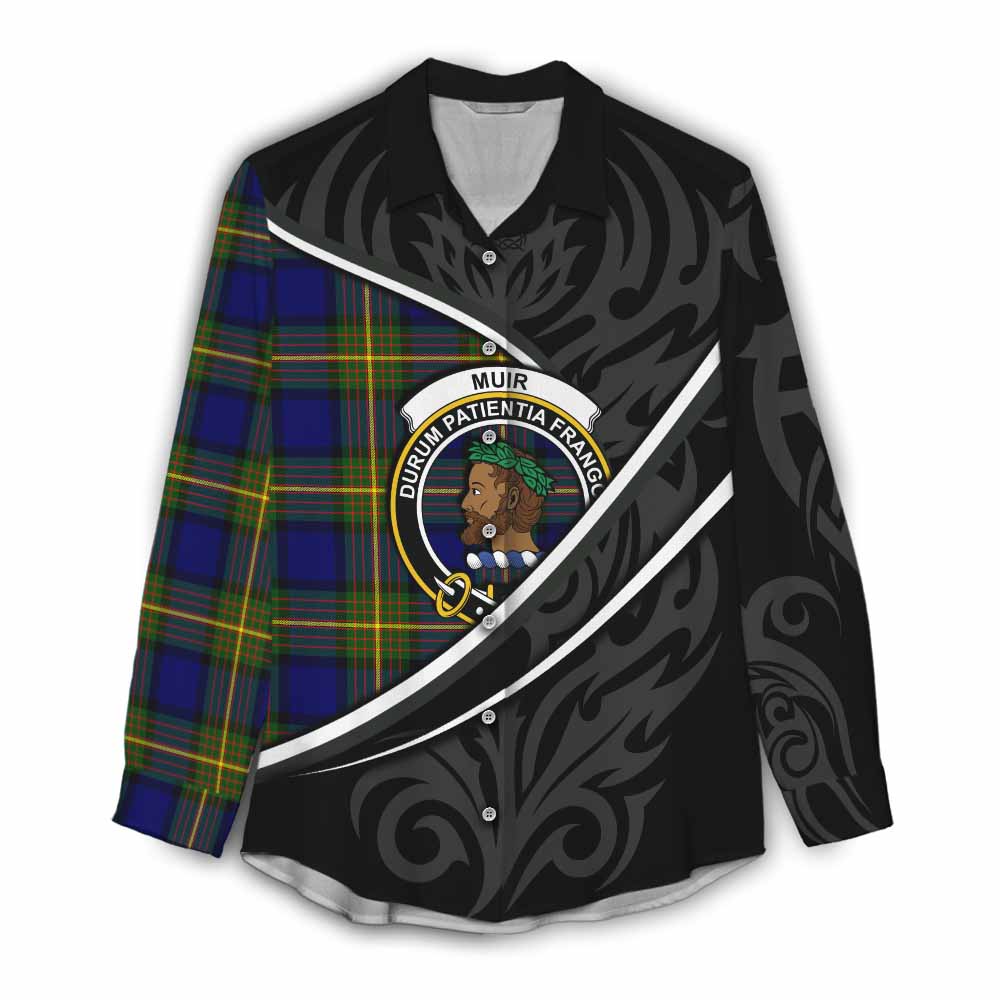 Muir Tartan Family Crest Women Casual Shirt Celtic Scottish Thistle Floral - Tartan Vibes Clothing