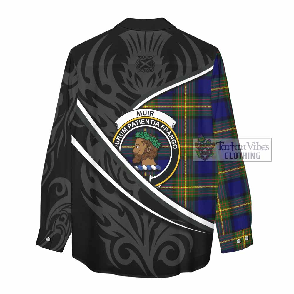 Muir Tartan Family Crest Women Casual Shirt Celtic Scottish Thistle Floral - Tartan Vibes Clothing