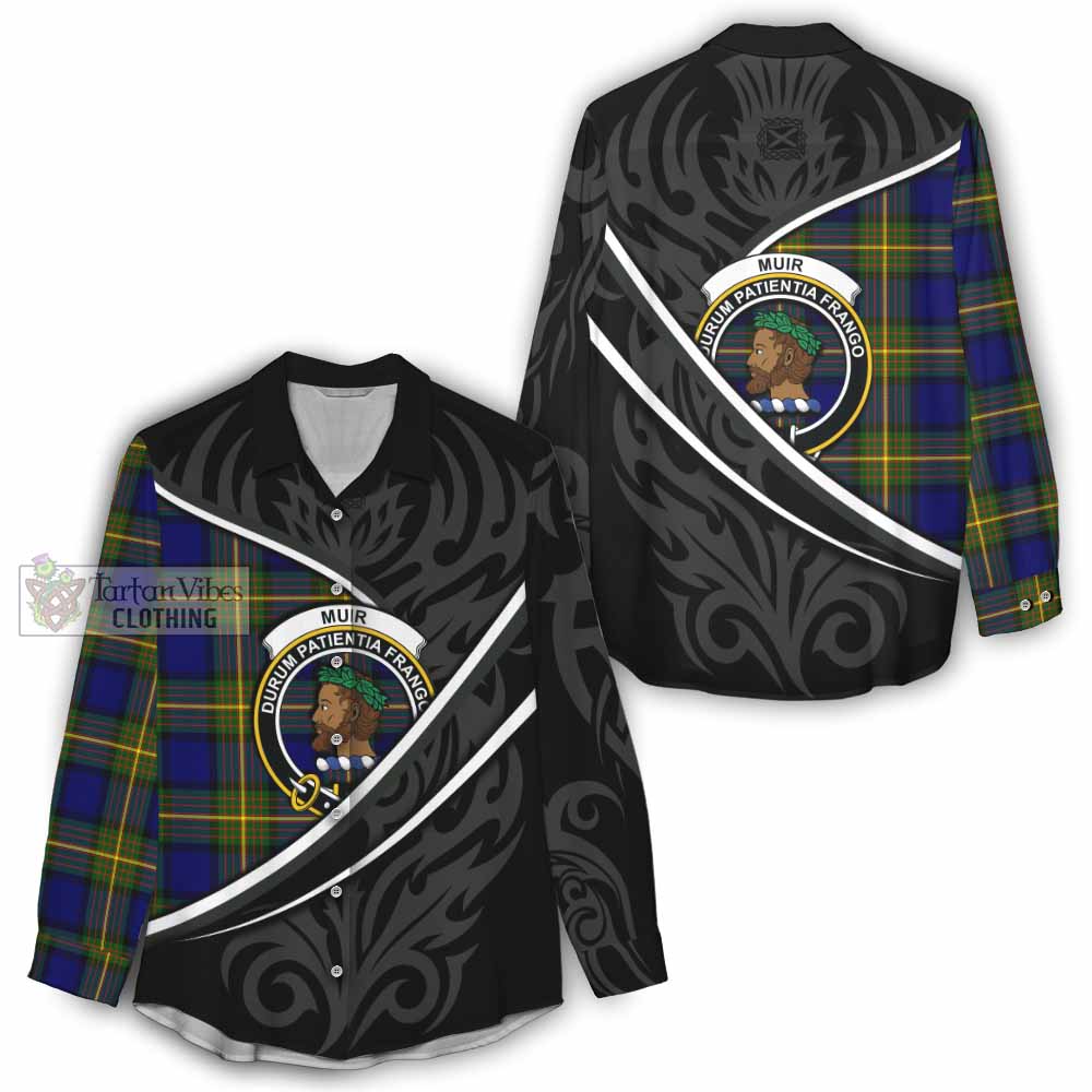Muir Tartan Family Crest Women Casual Shirt Celtic Scottish Thistle Floral - Tartan Vibes Clothing
