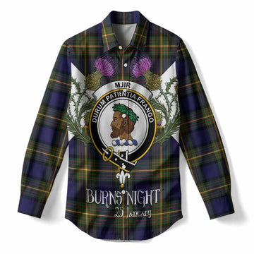 Muir Tartan Family Crest Women Casual Shirt Scottish Burns Night Thistle Floral