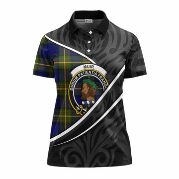 Muir Tartan Family Crest Women's Polo Shirt Celtic Scottish Thistle Floral