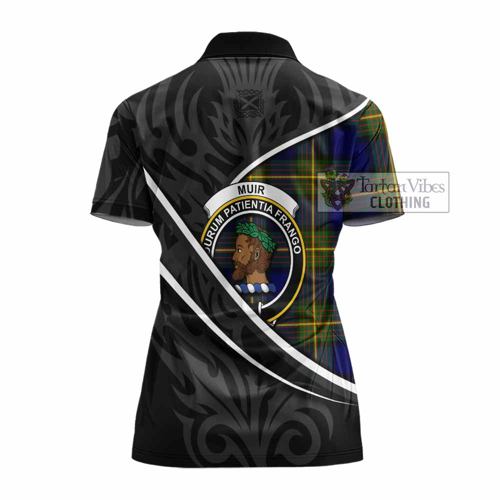 Muir Tartan Family Crest Women's Polo Shirt Celtic Scottish Thistle Floral - Tartan Vibes Clothing