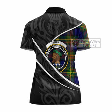 Muir Tartan Family Crest Women's Polo Shirt Celtic Scottish Thistle Floral