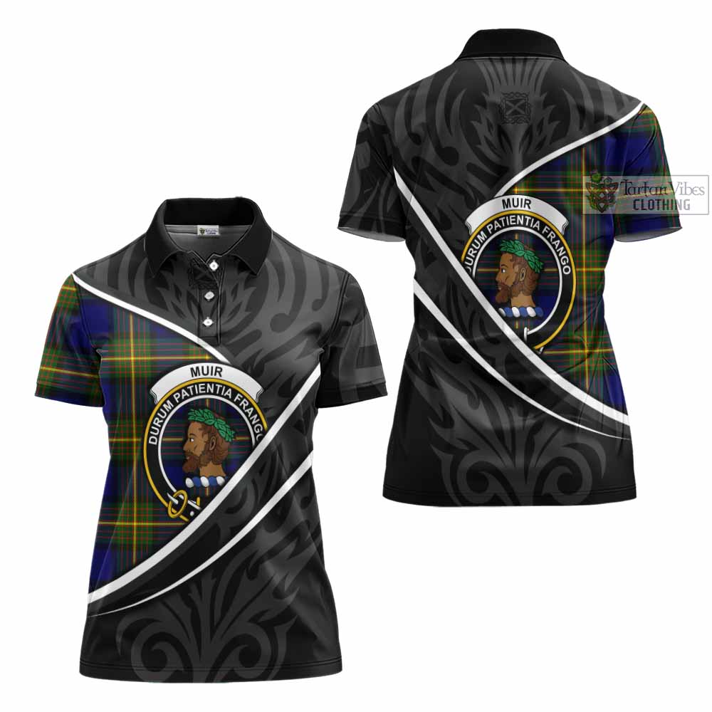 Muir Tartan Family Crest Women's Polo Shirt Celtic Scottish Thistle Floral - Tartan Vibes Clothing