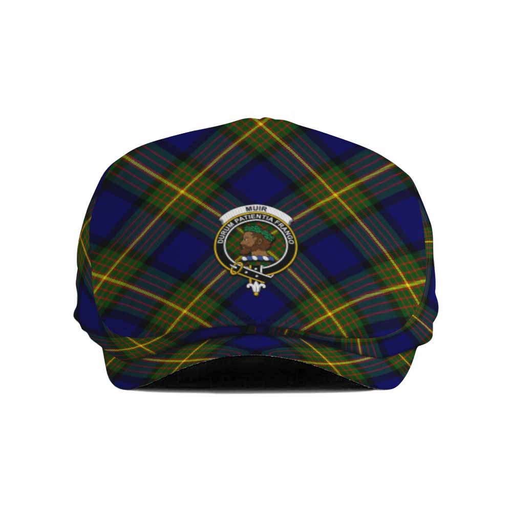 Muir Tartan Flat Cap, Jeff Cap Cross Style with Family Crest - Tartan Vibes Clothing