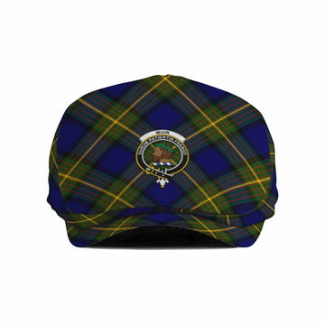 Muir Tartan Flat Cap, Jeff Cap Cross Style with Family Crest