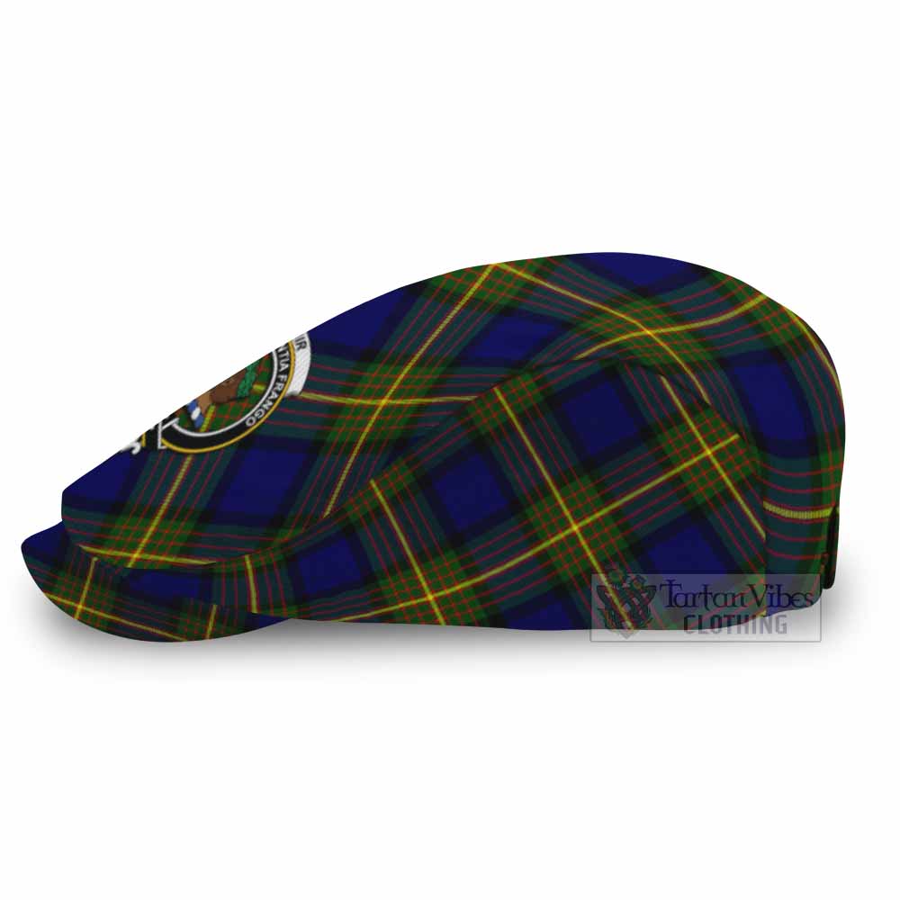 Muir Tartan Flat Cap, Jeff Cap Cross Style with Family Crest - Tartan Vibes Clothing