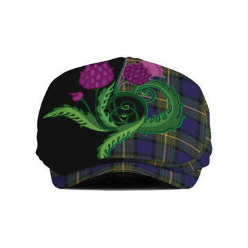 Muir Tartan Flat Cap, Jeff Cap Traditional Scottish Thistle