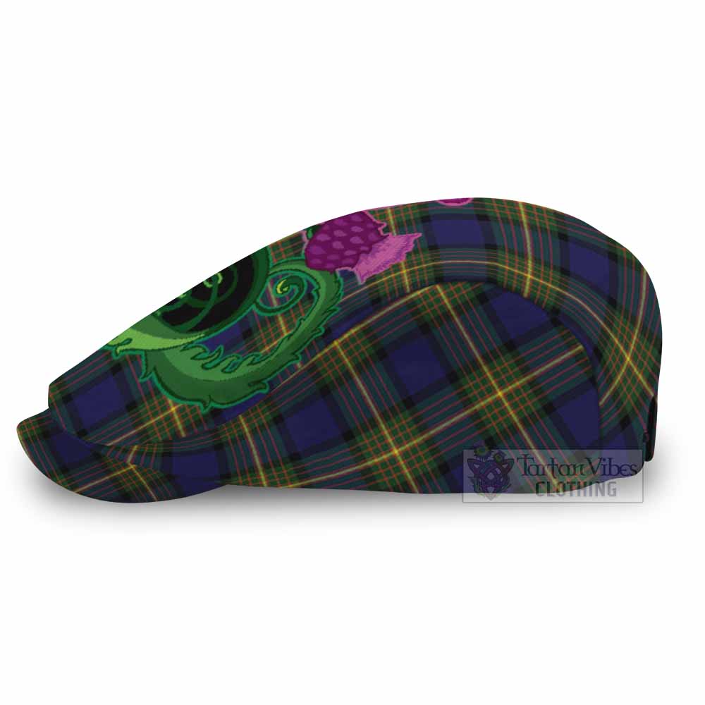 Muir Tartan Flat Cap, Jeff Cap Traditional Scottish Thistle