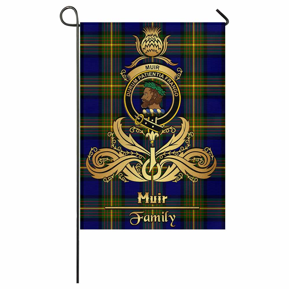 Muir Tartan Garden Flag with Highland Thistle Cherish Family Crest Style - Tartan Vibes Clothing