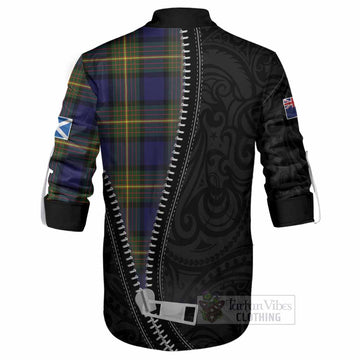 Muir Tartan Ghillie Shirt New Zealand Pattern Unique Zipper Stylized