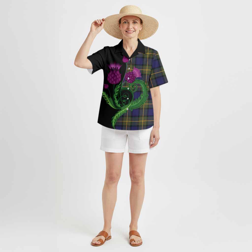Muir Tartan Hawaiian Shirt Traditional Scottish Thistle