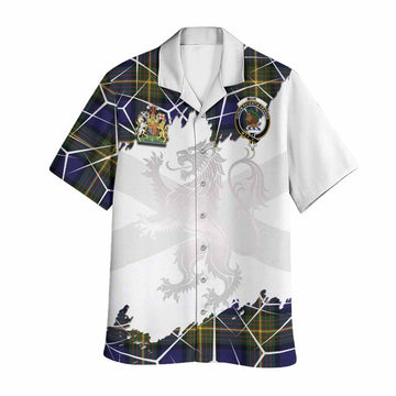 Muir Tartan Hawaiian Shirt with Family Crest and Lion Rampant Grunge Style