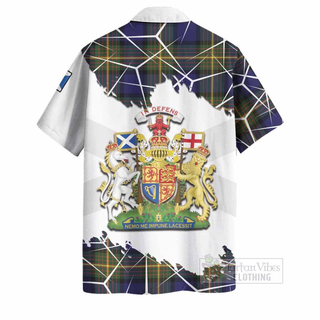 Muir Tartan Hawaiian Shirt with Family Crest and Lion Rampant Grunge Style