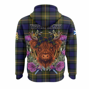 Muir Tartan Hoodie Scottish Thistle Heilan Coo