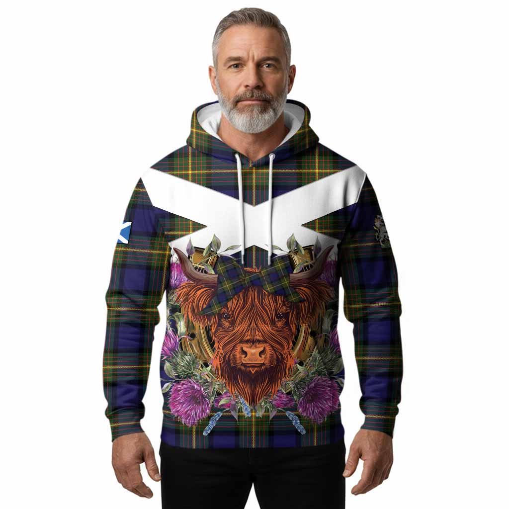 Muir Tartan Hoodie Scottish Thistle Heilan Coo