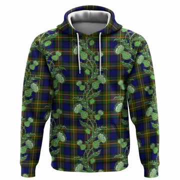 Muir Tartan Hoodie Seamless Scottish Thistle Flowers