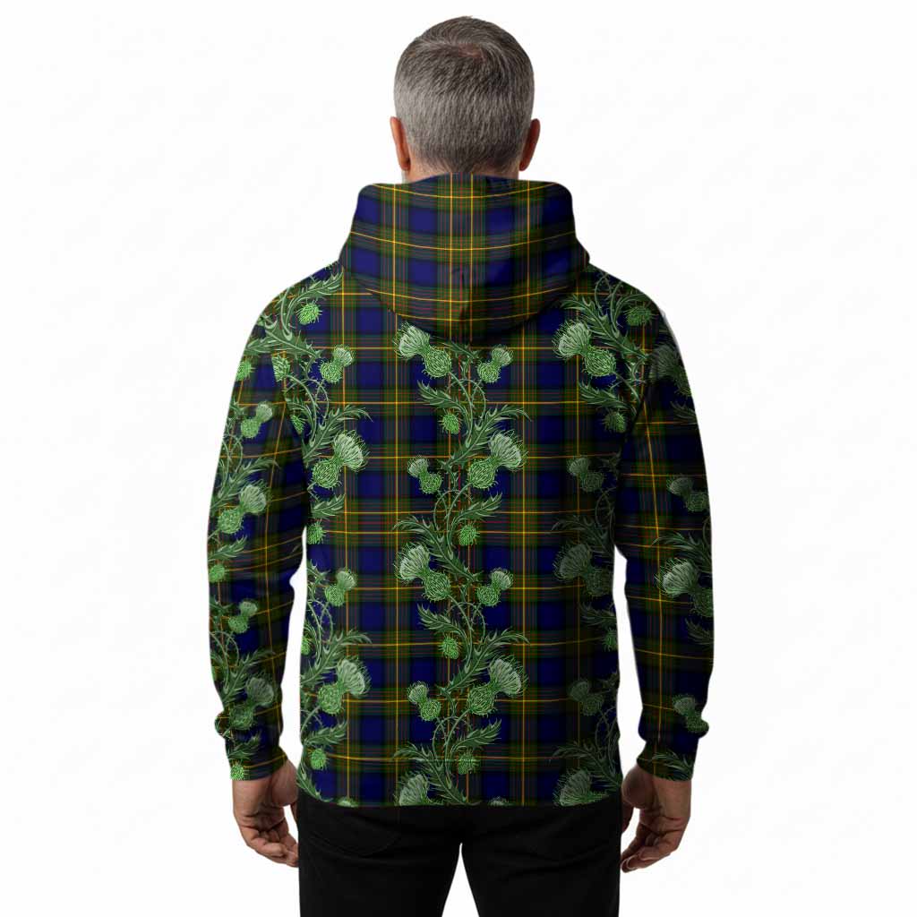 Muir Tartan Hoodie Seamless Scottish Thistle Flowers
