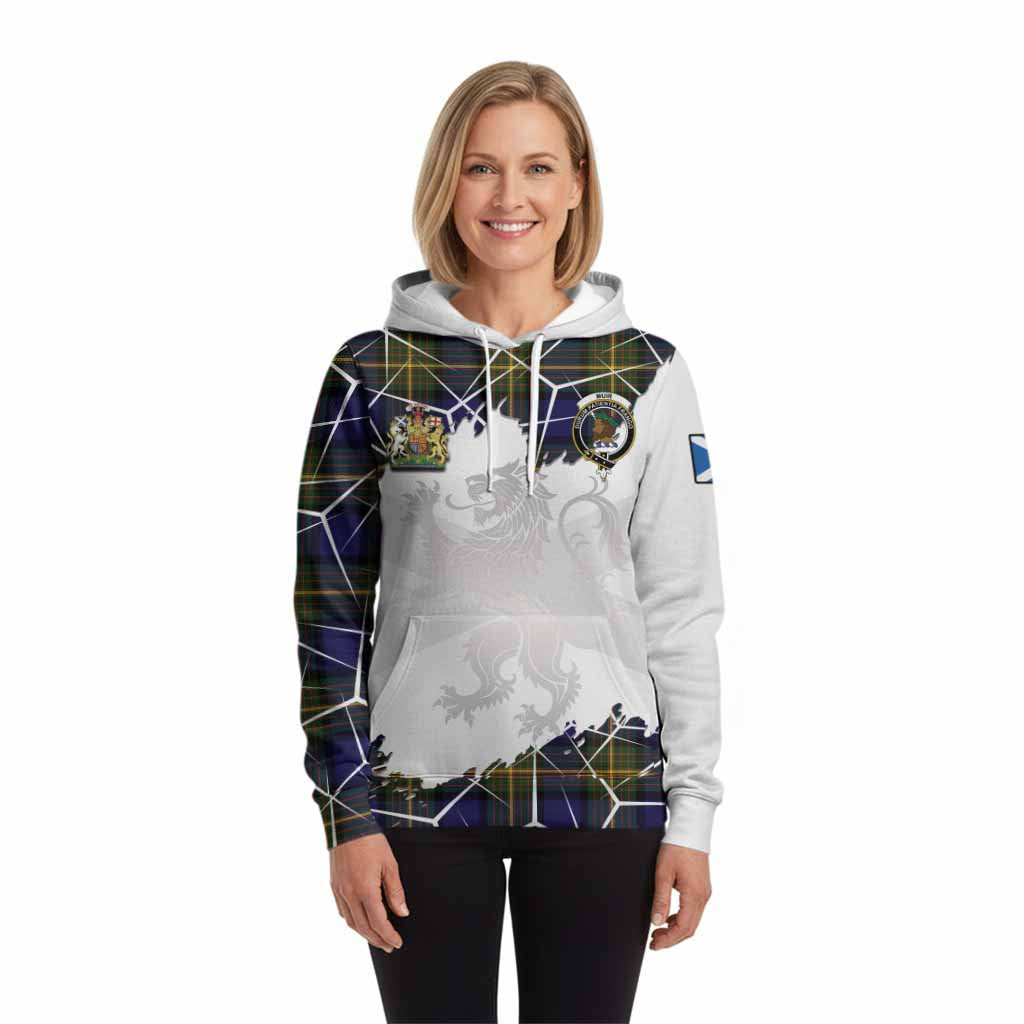 Muir Tartan Hoodie with Family Crest and Lion Rampant Grunge Style