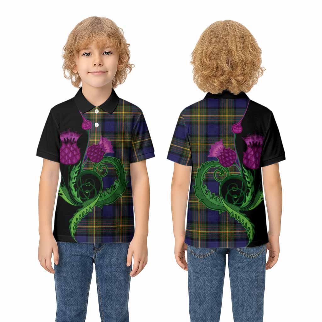Muir Tartan Kid Polo Shirt Traditional Scottish Thistle