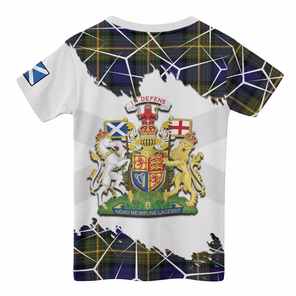 Muir Tartan Kid T-shirt with Family Crest and Lion Rampant Grunge Style